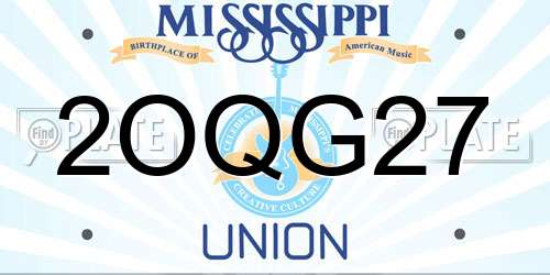 2OQG27 Mississippi License Plate