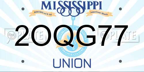 2OQG77 Mississippi License Plate
