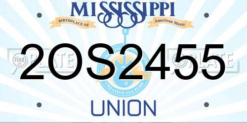 2OS2455 Mississippi License Plate