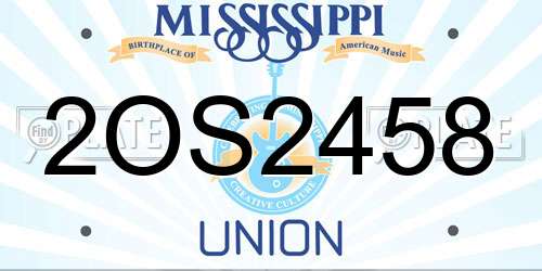 2OS2458 Mississippi License Plate