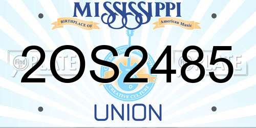 2OS2485 Mississippi License Plate