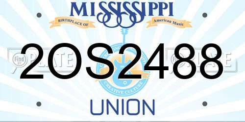 2OS2488 Mississippi License Plate