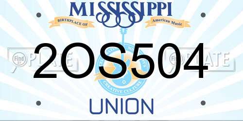 2OS504 Mississippi License Plate