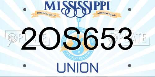 2OS653 Mississippi License Plate