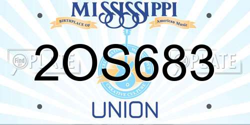 2OS683 Mississippi License Plate