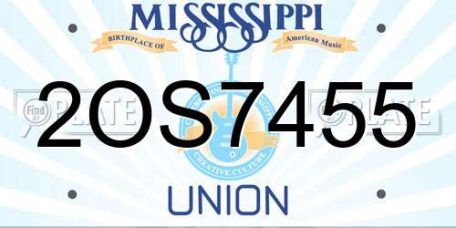 2OS7455 Mississippi License Plate