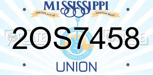 2OS7458 Mississippi License Plate