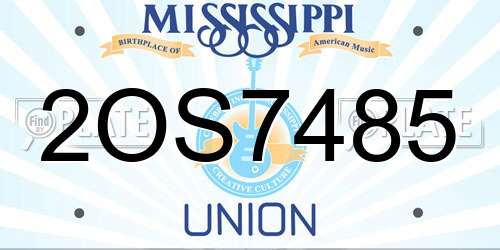 2OS7485 Mississippi License Plate
