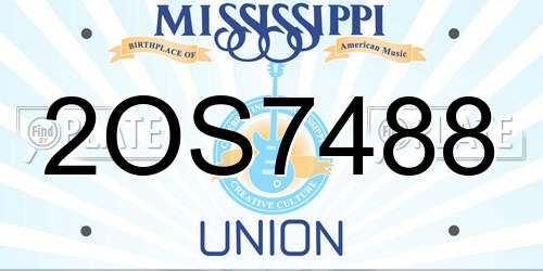 2OS7488 Mississippi License Plate