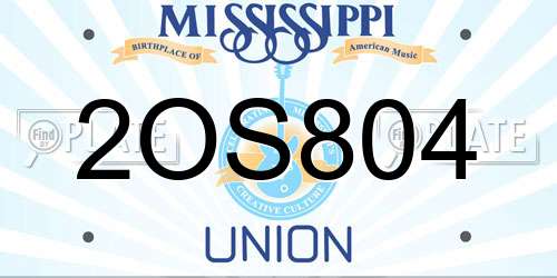 2OS804 Mississippi License Plate