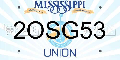 2OSG53 Mississippi License Plate