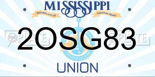 2OSG83 Mississippi License Plate