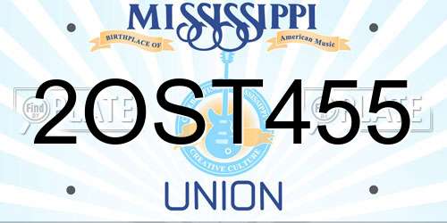 2OST455 Mississippi License Plate
