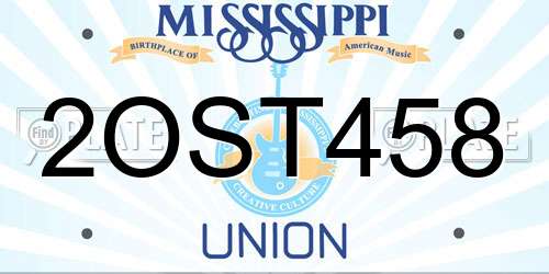 2OST458 Mississippi License Plate