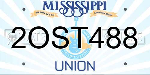 2OST488 Mississippi License Plate