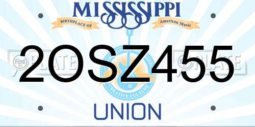 2OSZ455 Mississippi License Plate