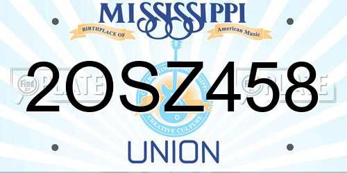 2OSZ458 Mississippi License Plate