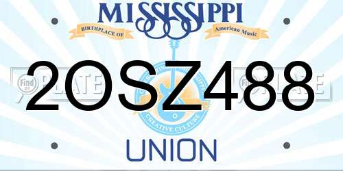 2OSZ488 Mississippi License Plate