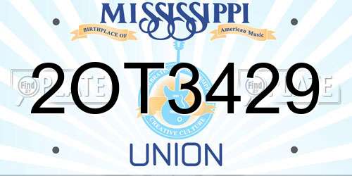 2OT3429 Mississippi License Plate