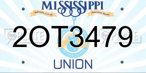 2OT3479 Mississippi License Plate