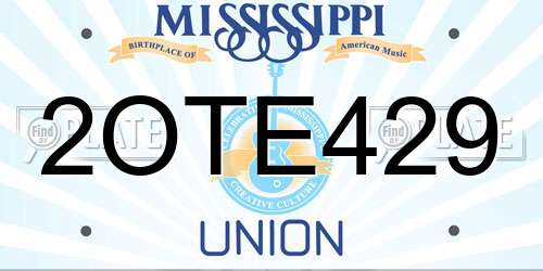 2OTE429 Mississippi License Plate