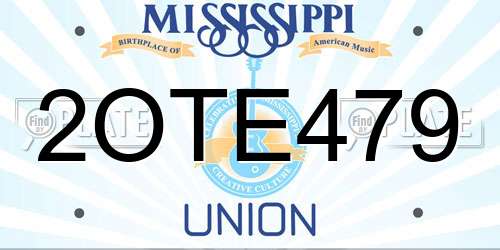 2OTE479 Mississippi License Plate