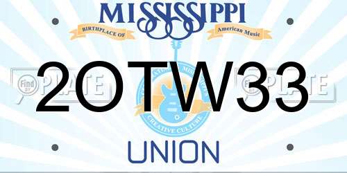 2OTW33 Mississippi License Plate
