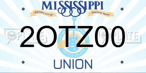 2OTZ00 Mississippi License Plate