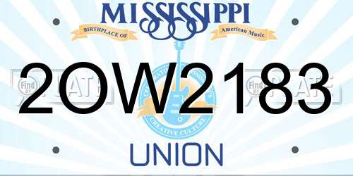 2OW2183 Mississippi License Plate