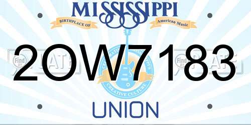 2OW7183 Mississippi License Plate