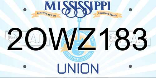 2OWZ183 Mississippi License Plate