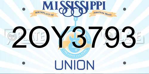 2OY3793 Mississippi License Plate