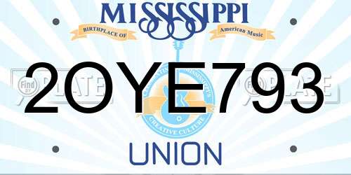 2OYE793 Mississippi License Plate