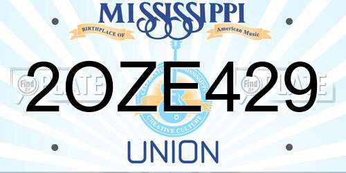 2OZE429 Mississippi License Plate