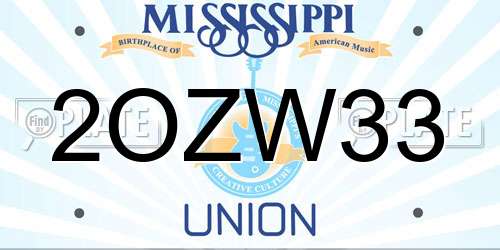 2OZW33 Mississippi License Plate