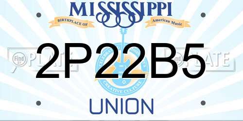 2P22B5 Mississippi License Plate