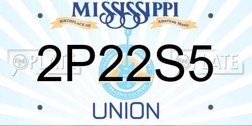 2P22S5 Mississippi License Plate