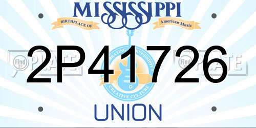 2P41726 Mississippi License Plate