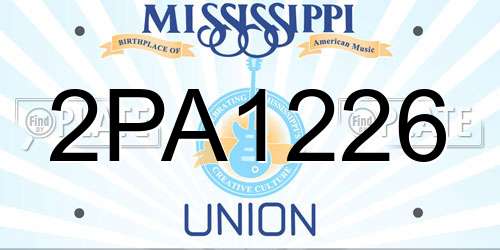 2PA1226 Mississippi License Plate