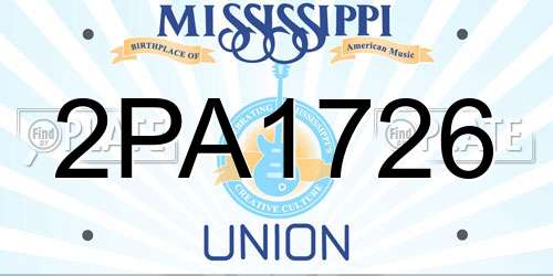 2PA1726 Mississippi License Plate