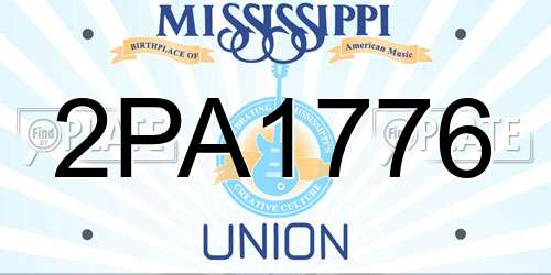 2PA1776 Mississippi License Plate