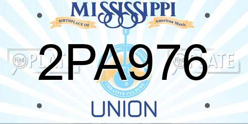 2PA976 Mississippi License Plate
