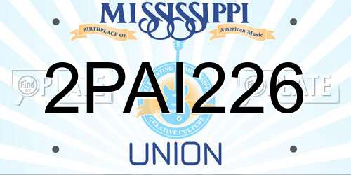 2PAI226 Mississippi License Plate