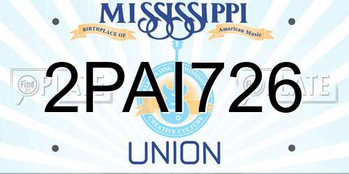 2PAI726 Mississippi License Plate