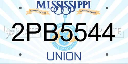2PB5544 Mississippi License Plate