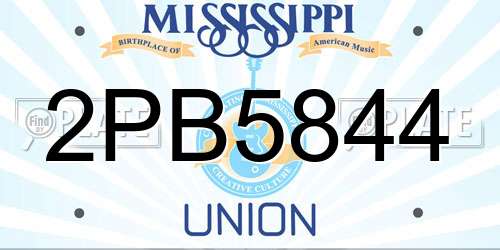 2PB5844 Mississippi License Plate