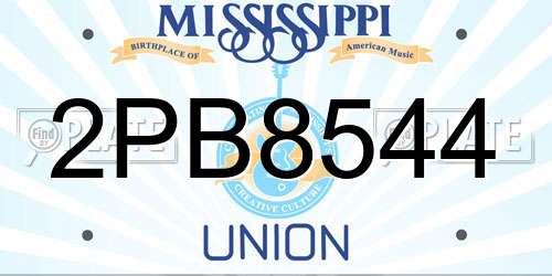 2PB8544 Mississippi License Plate