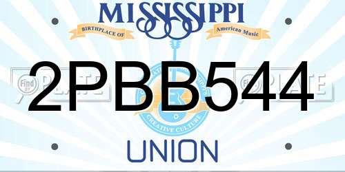 2PBB544 Mississippi License Plate