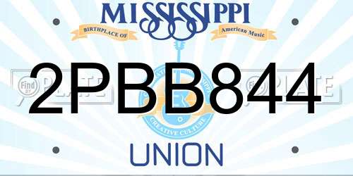 2PBB844 Mississippi License Plate