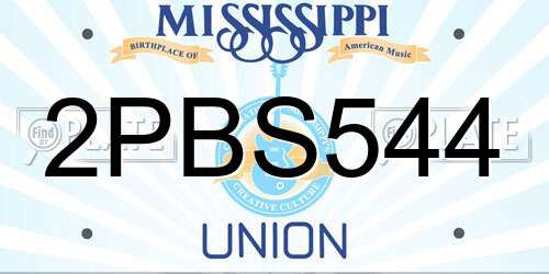 2PBS544 Mississippi License Plate